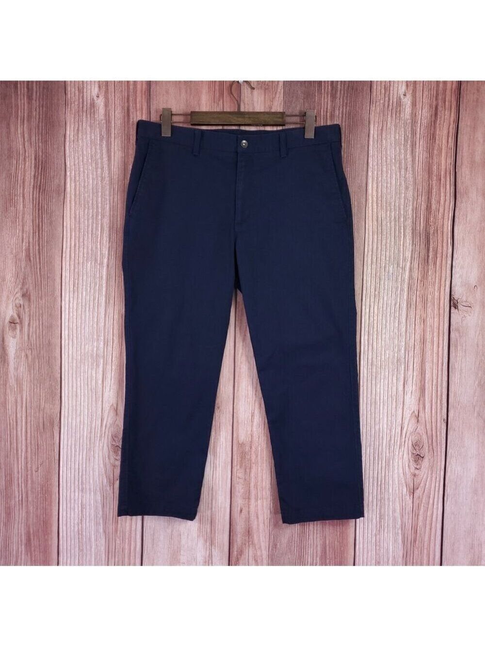 Uniqlo Mens Size 35X24.25 Slim Fit Cropped Ankle Chino Pants Navy Blue